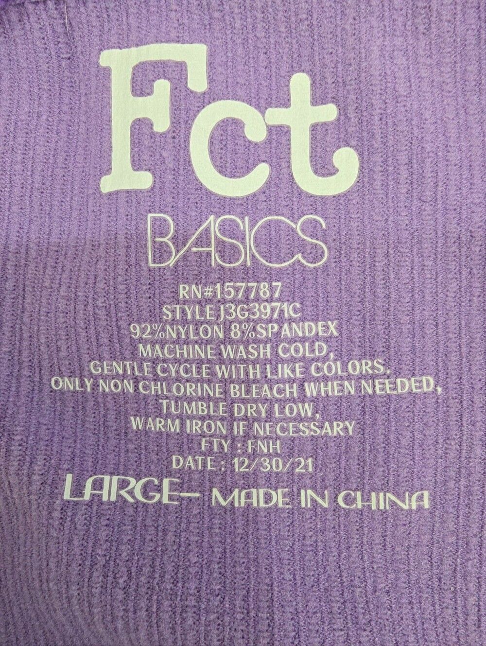FCT Basics Lavender Ribbed Bodycon Dress Size Large - Picture 8 of 8